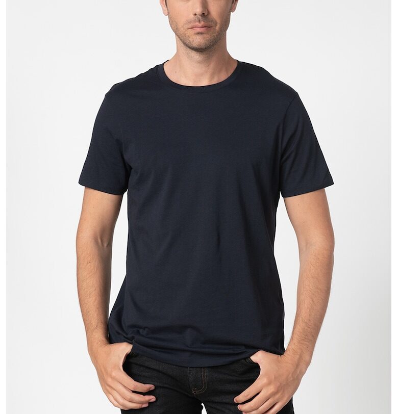 Тениска слим с овално деколте - Тъмносин ARMANI EXCHANGE