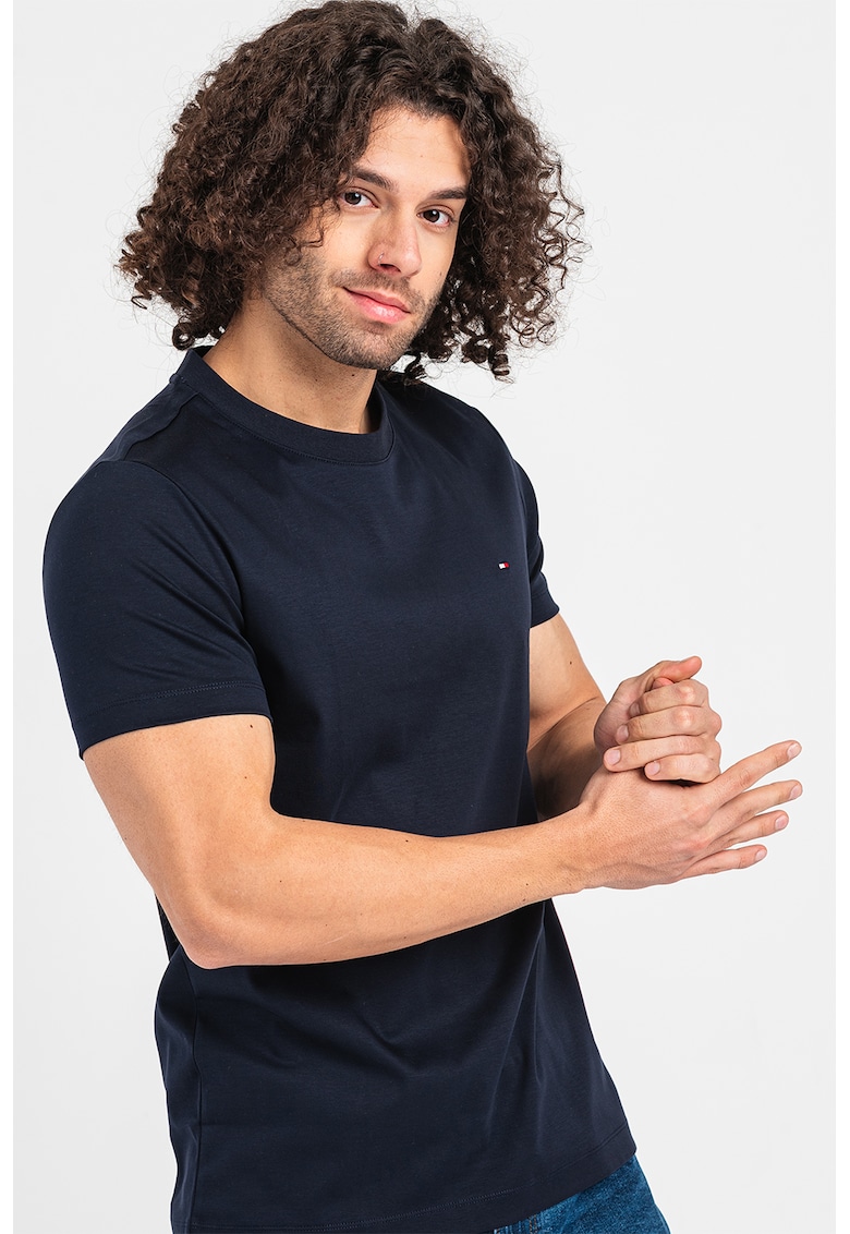 Тениска слим с овално деколте - Тъмносин Tommy Hilfiger