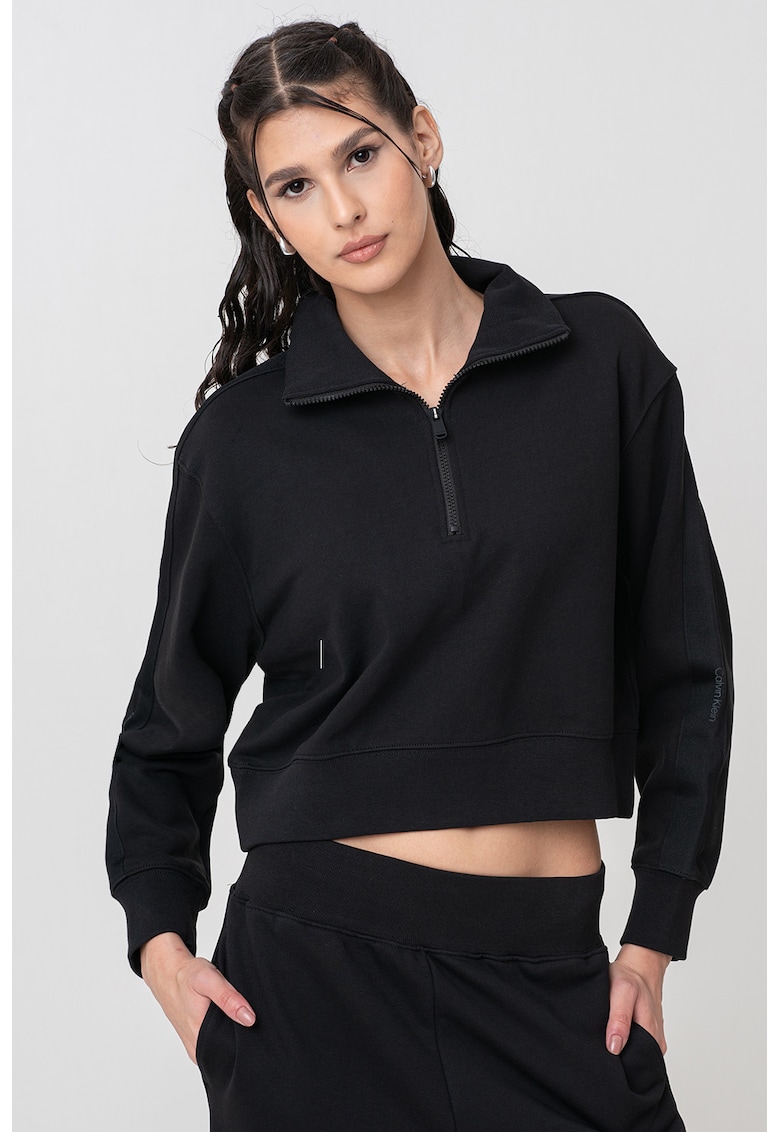 Тренировъчна блуза с къс цип - Черен CALVIN KLEIN