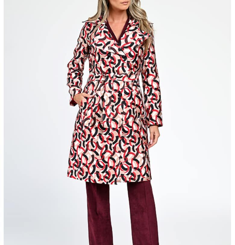 Тренч Verona със скосени джобове - Черен/Праскова/Аленочервен GIORGAL