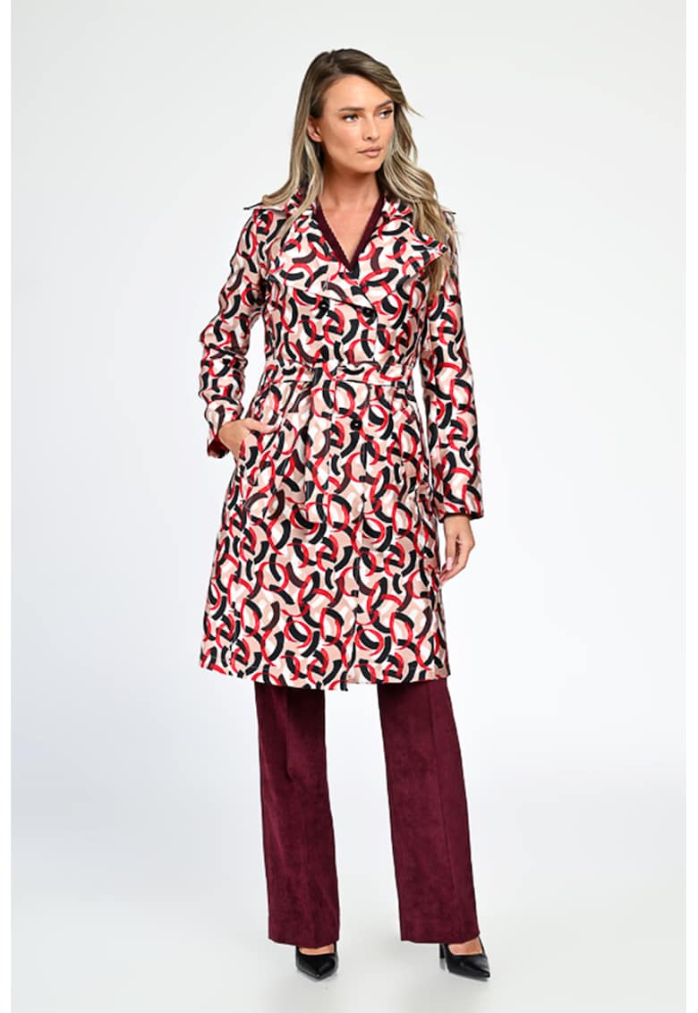 Тренч Verona със скосени джобове - Черен/Праскова/Аленочервен GIORGAL