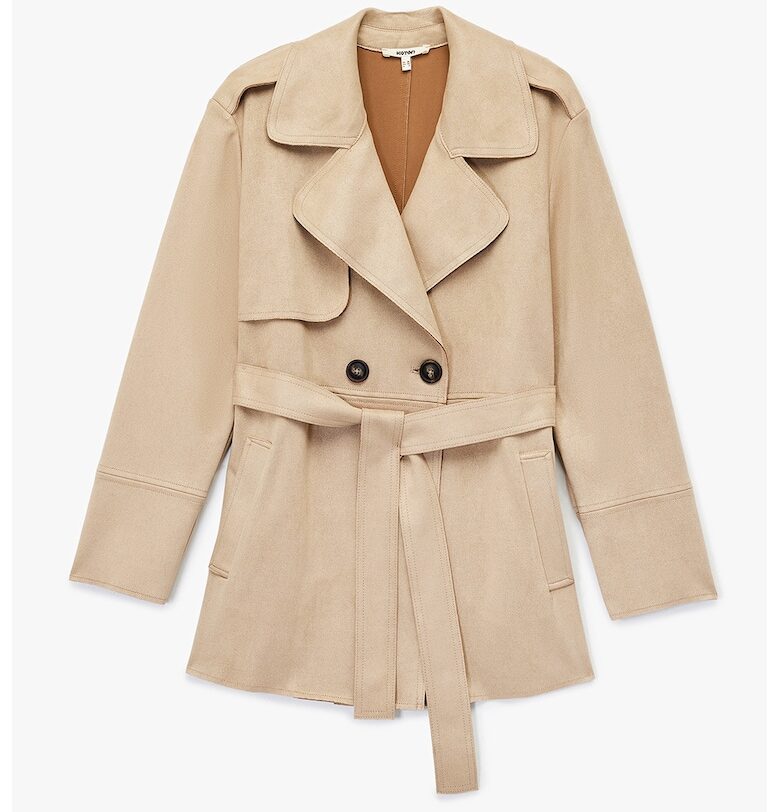 Тренч от еко велур - Светло бежово KOTON