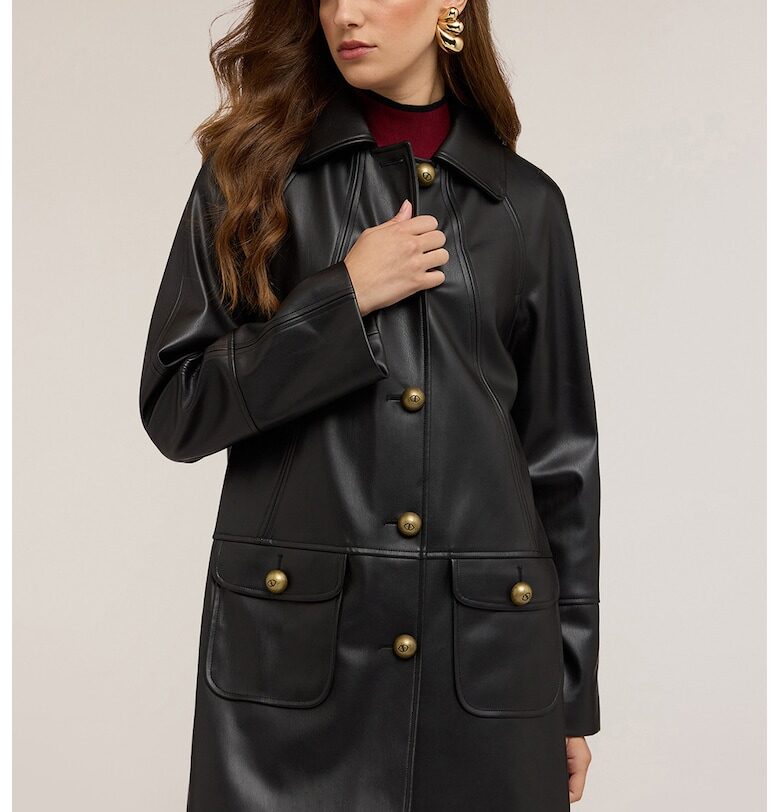 Тренч от еко кожа - Черен Motivi