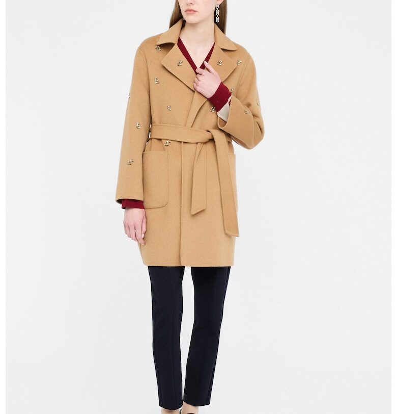 Тренч с вълна с бродерия - Бежов Liu Jo