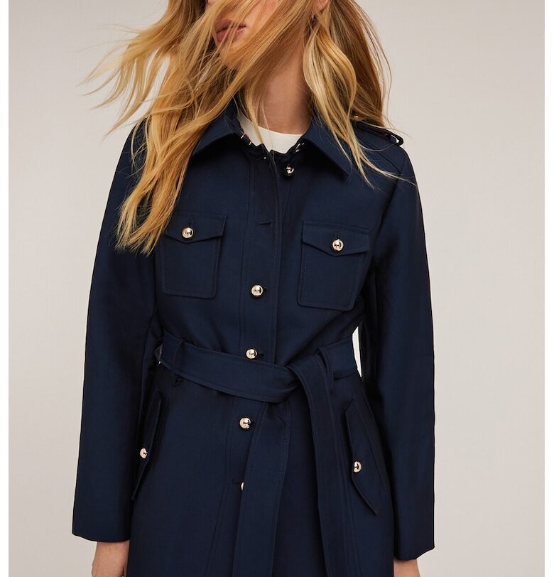 Тренч с джобове на гърдите - Тъмносин Motivi