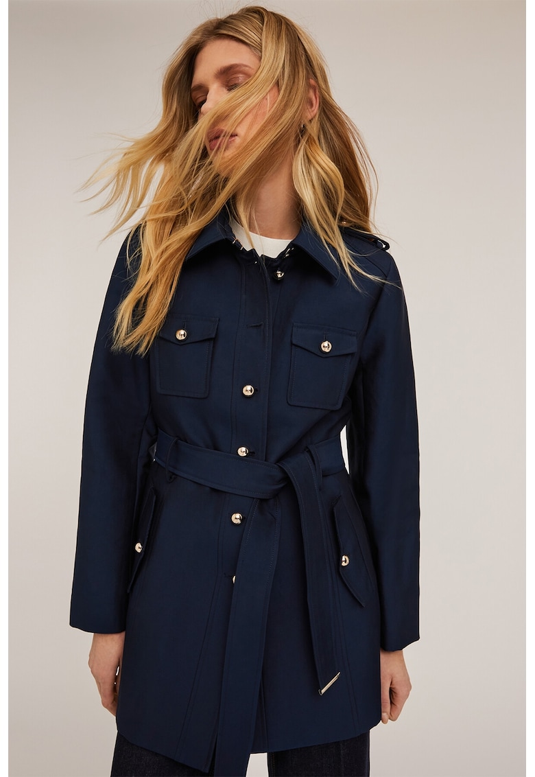 Тренч с джобове на гърдите - Тъмносин Motivi