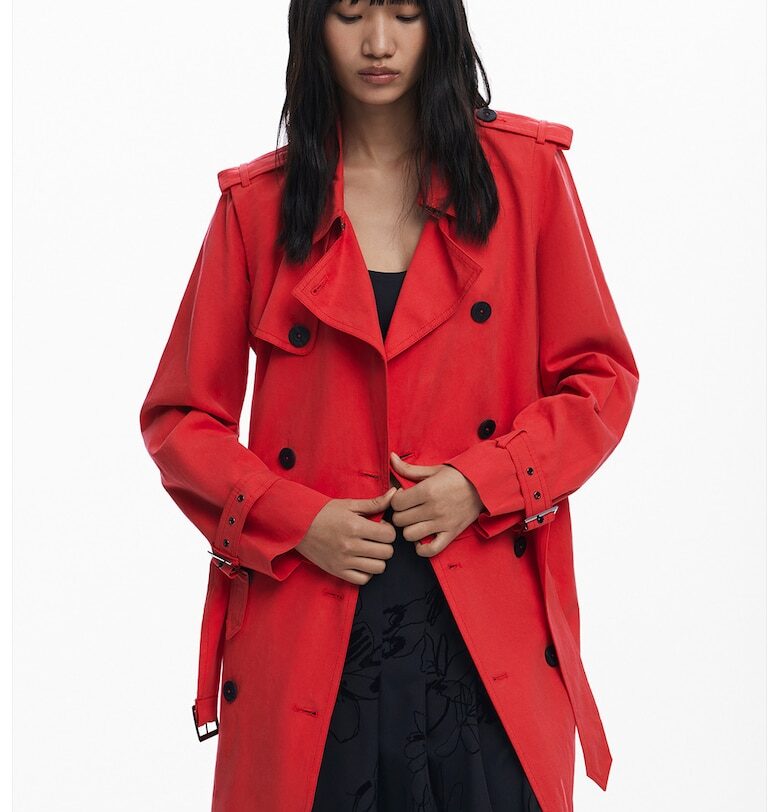 Тренч с колан - Червен DESIGUAL