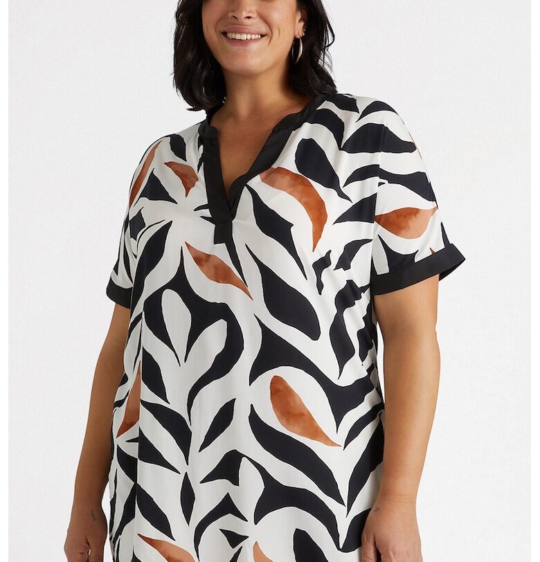 Туника с къси ръкави - Черен/Кафяв Fiorella Rubino