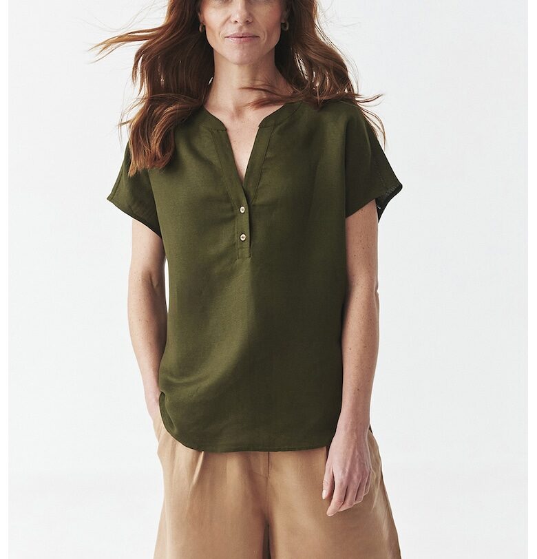 Туника с лен - Маслинено зелено Tatuum