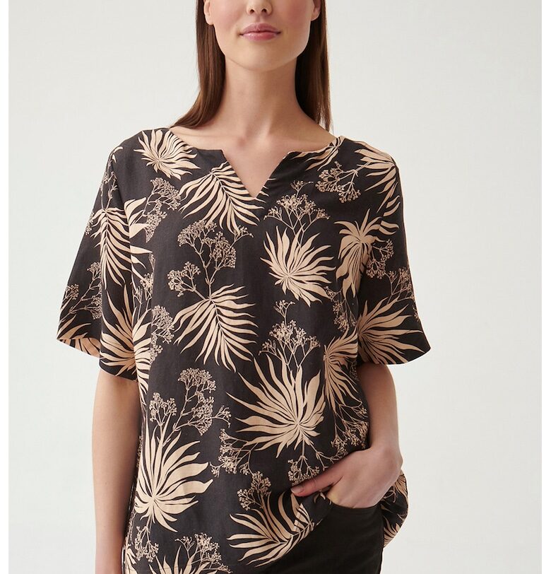 Туника с лен - Черен/Бежов Tatuum