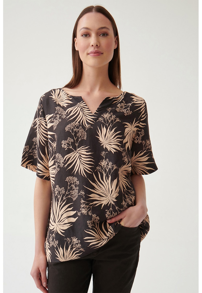 Туника с лен - Черен/Бежов Tatuum