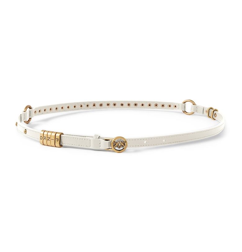 Тънък кожен колан - Бял Pinko