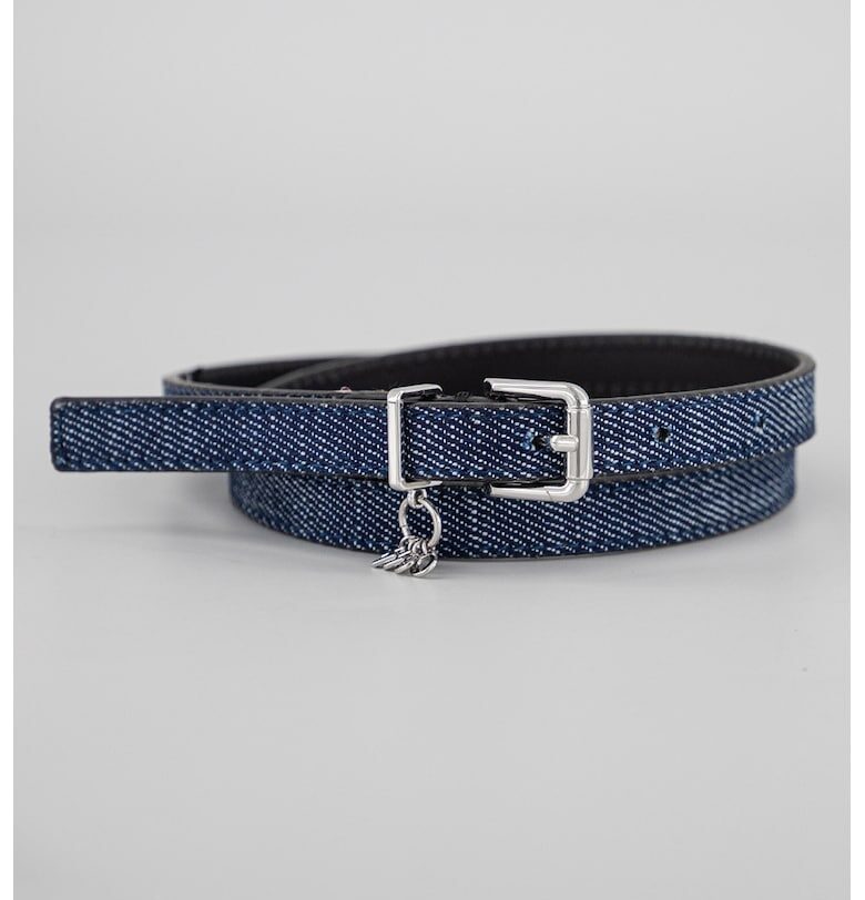 Тънък колан от деним с лого - Тъмносин HUGO