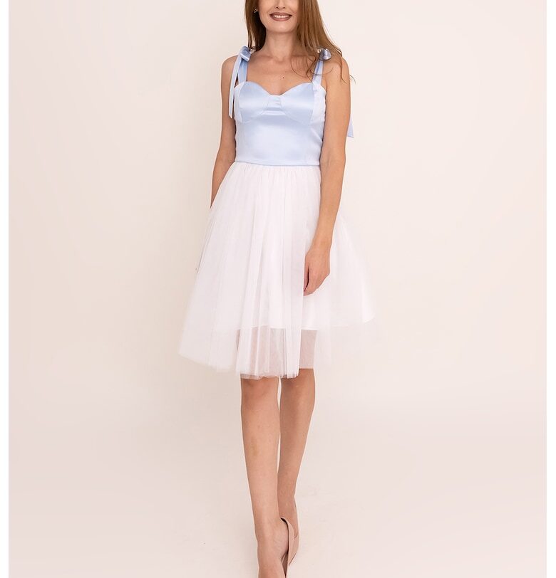 Тюлена рокля Selene с дизайн 2 в 1 - Бял/Пастелносин Ilona Andreoiu