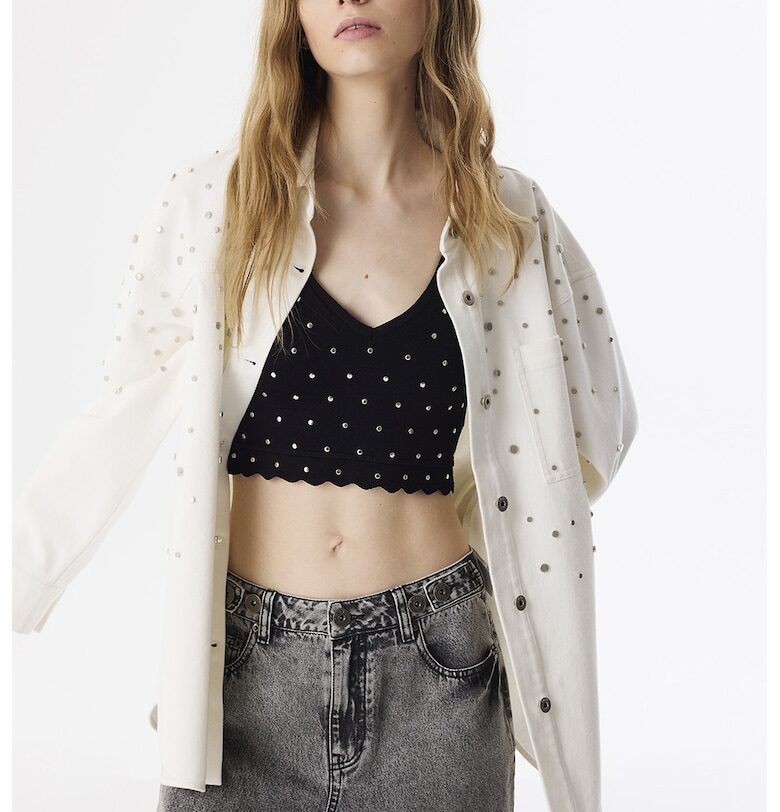 Уголемен шакет с нитове - Слонова кост TWIST