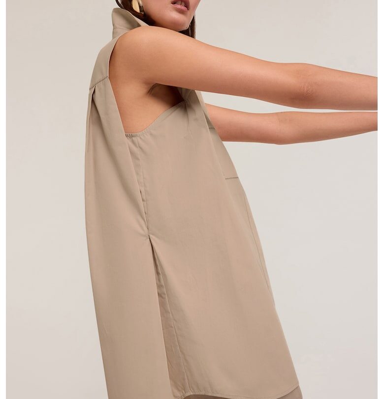 Уголемена памучна риза без ръкави - Бежов Motivi