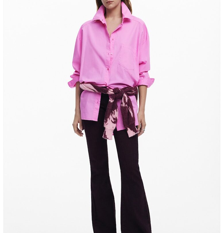 Уголемена памучна риза с десен - Черен/Розово DESIGUAL