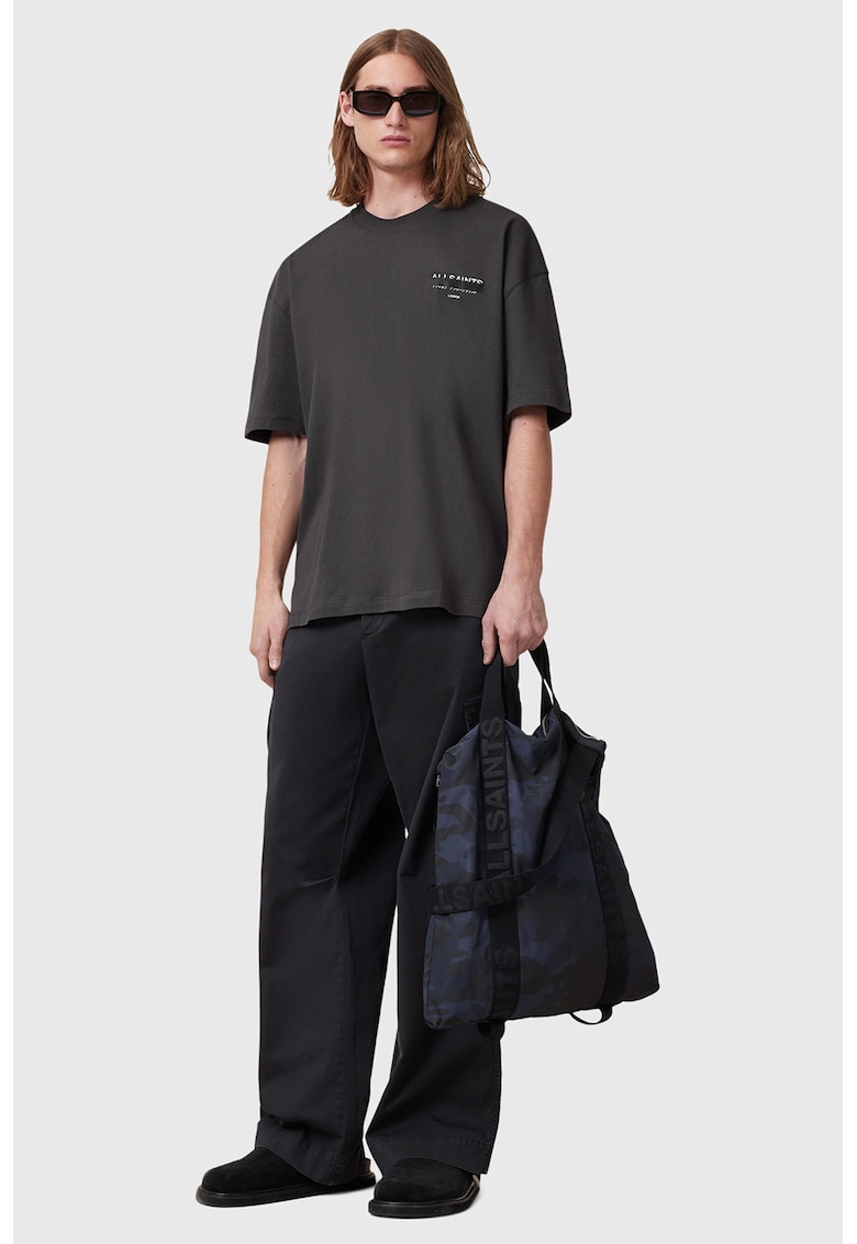 Уголемена памучна тениска Redact - Избеляло черно AllSaints