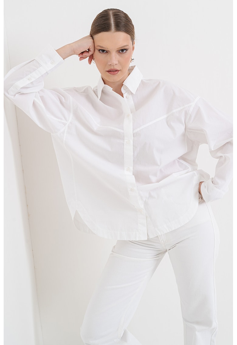 Уголемена риза Bostaffa - Бял BOSS
