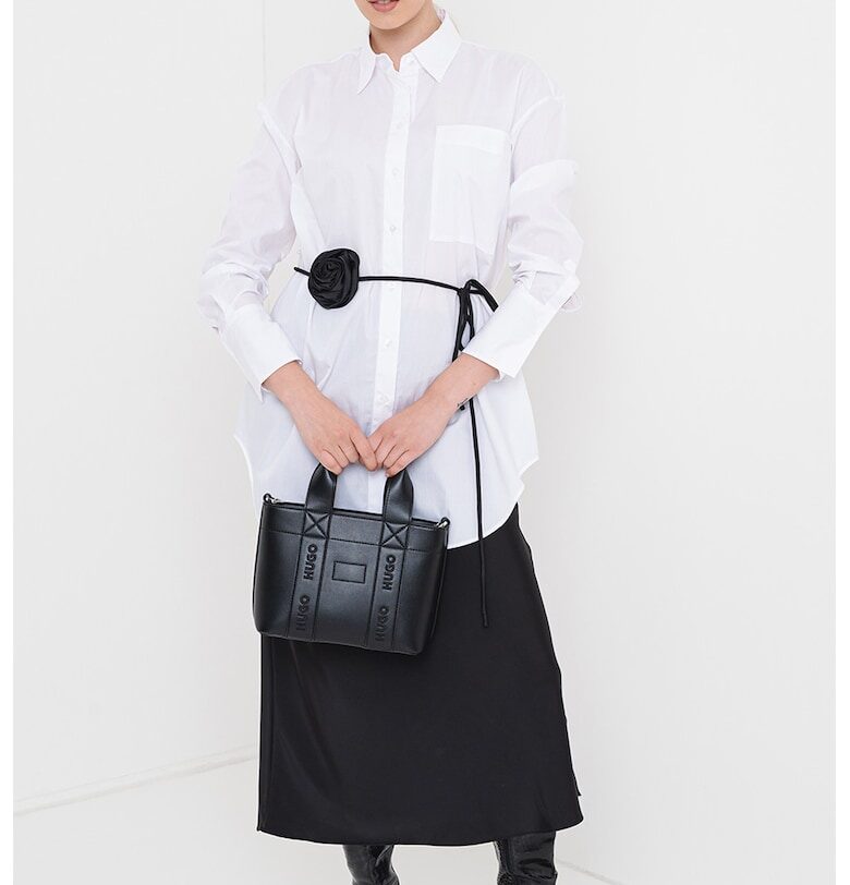 Уголемена риза Etsy с контрастна връзка - Бял HUGO