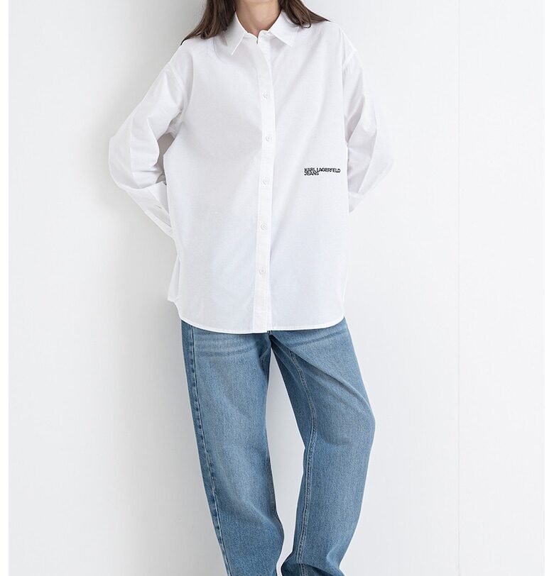 Уголемена риза от памук - Бял KARL LAGERFELD JEANS