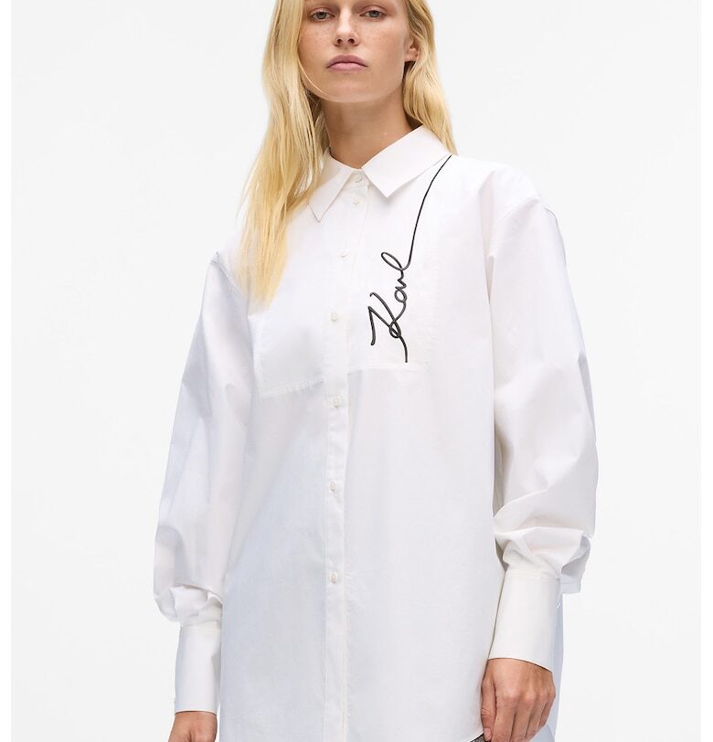Уголемена риза с лого - Бял Karl Lagerfeld