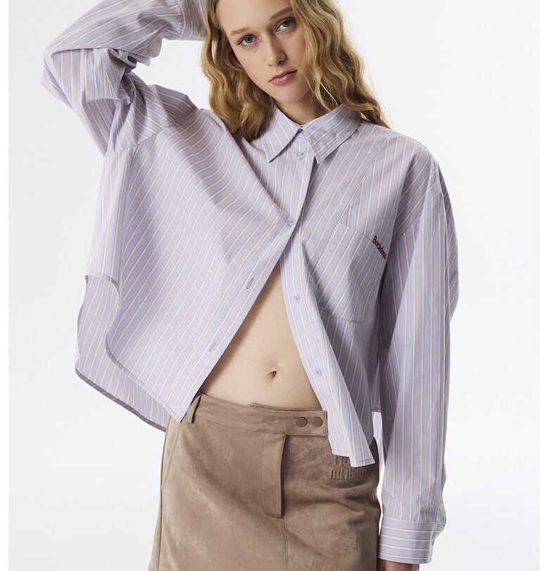 Уголемена риза с райе - Светлосин TWIST