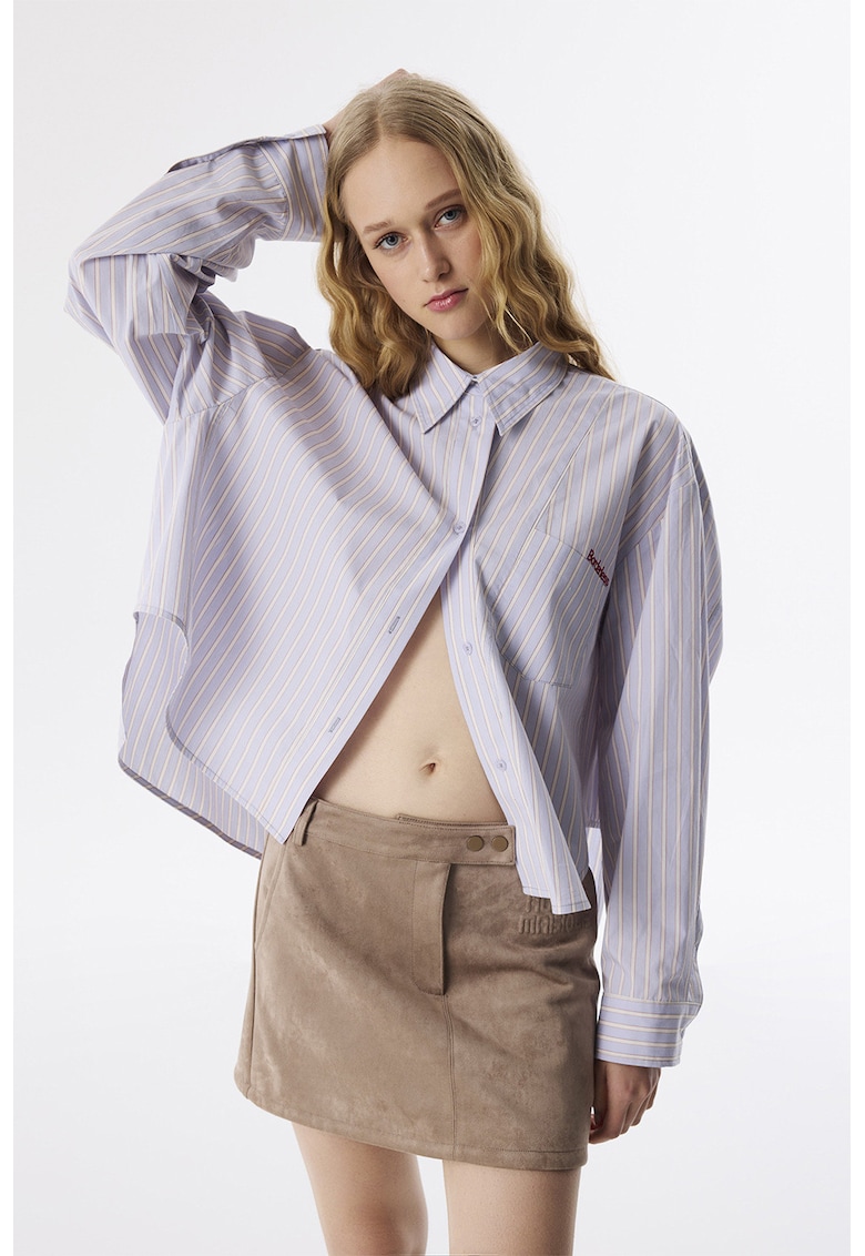 Уголемена риза с райе - Светлосин TWIST