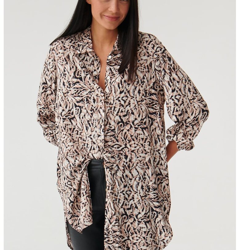 Уголемена риза с щампа - Бял/Черен/Бежов Tatuum