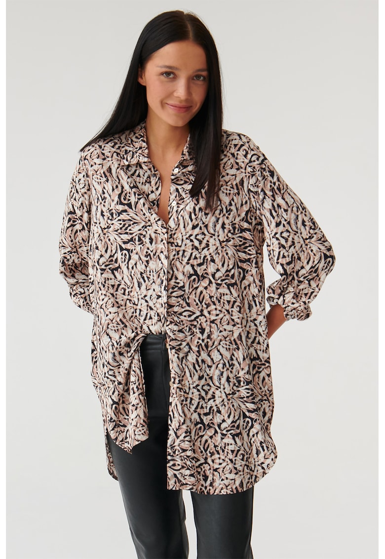 Уголемена риза с щампа - Бял/Черен/Бежов Tatuum