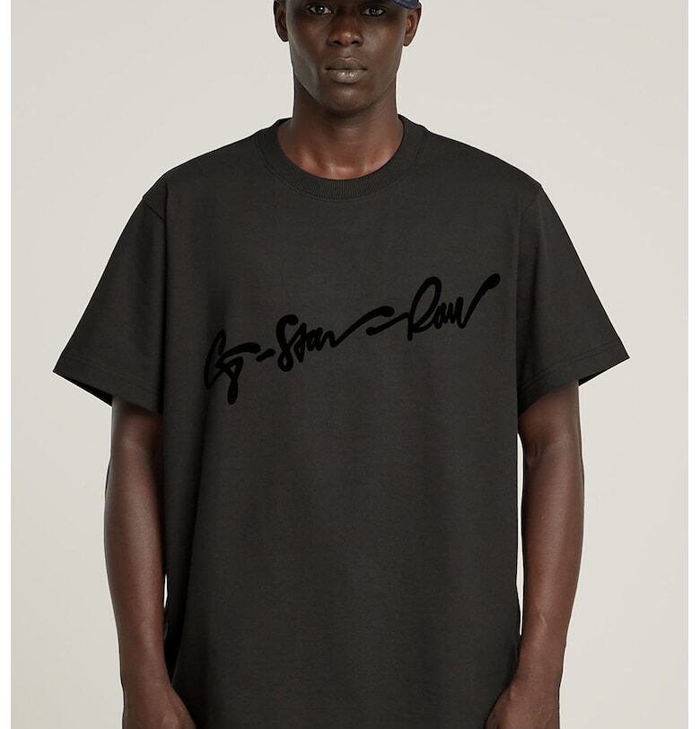 Уголемена тениска от органичен памук - Избеляло черно G-STAR