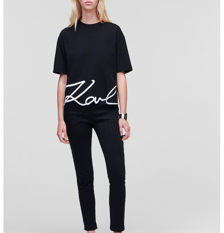 Уголемена тениска с лого - Черен Karl Lagerfeld