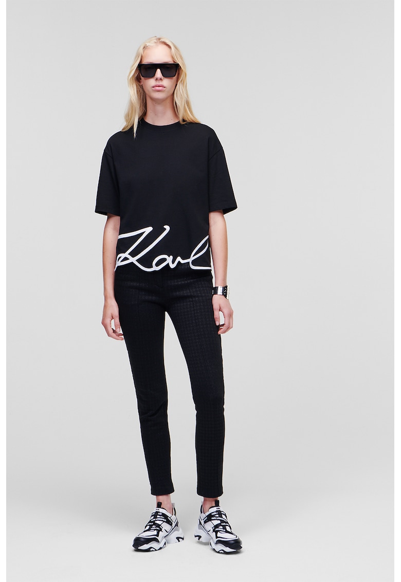 Уголемена тениска с лого - Черен Karl Lagerfeld