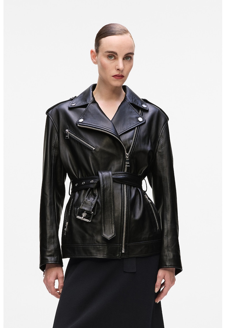 Уголемено кожено яке - Черен Karl Lagerfeld