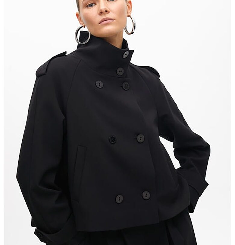 Уголемено късо палто с висока яка - Черен Lola casademunt