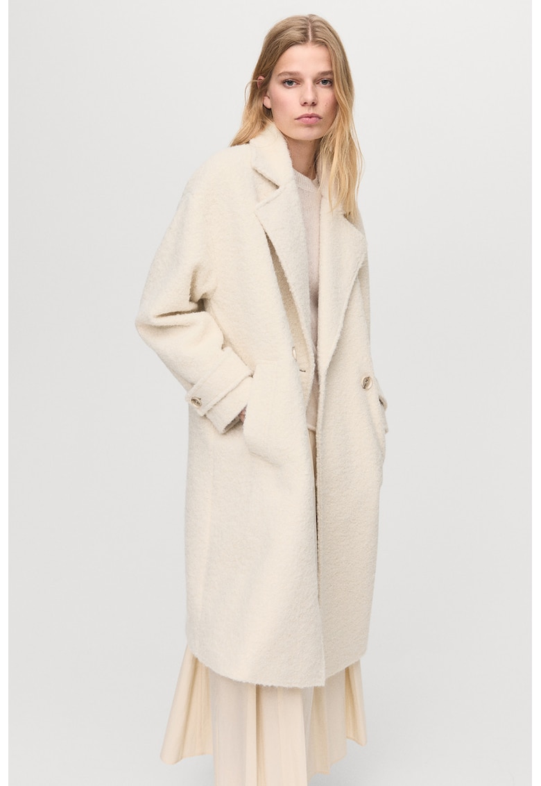 Уголемено палто с раздвоен ревер - Бежов Mango