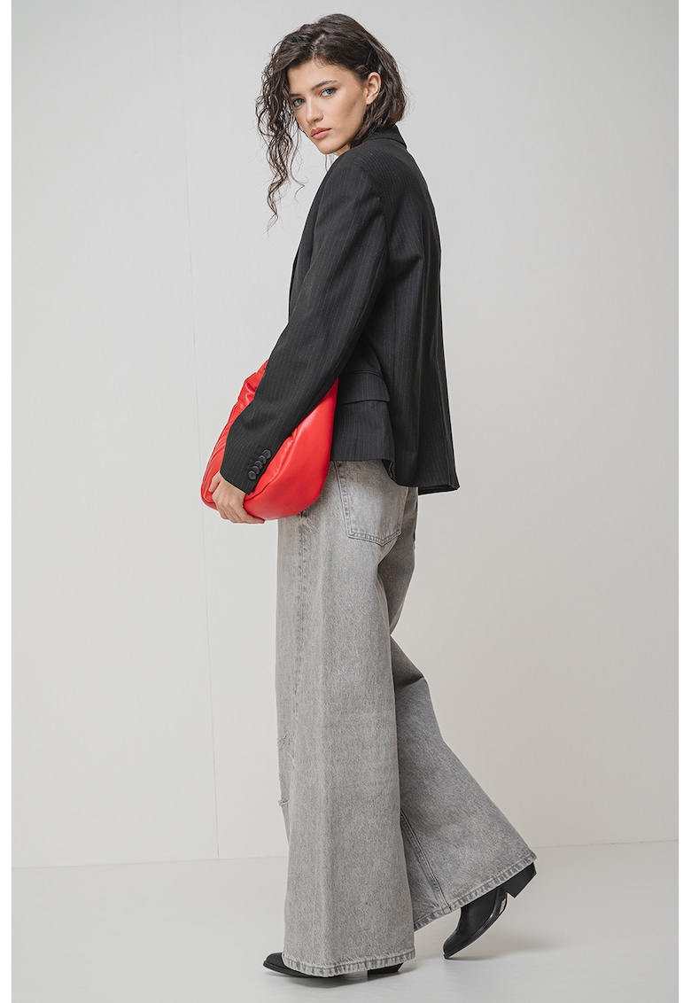 Уголемено раирано сако с раздвоен ревер - Черен HUGO