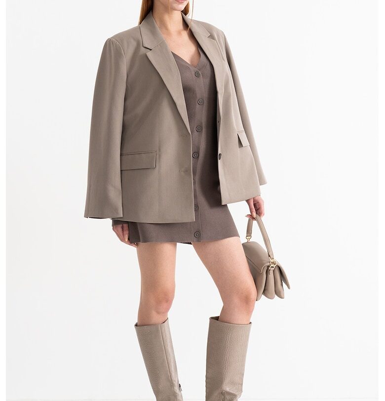 Уголемено сако с раздвоен ревер - Сиво-кафяв Gina Tricot