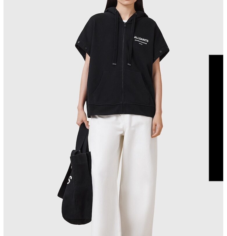 Уголемено худи Omnium Amphia с отделящи се ръкави - Черен AllSaints