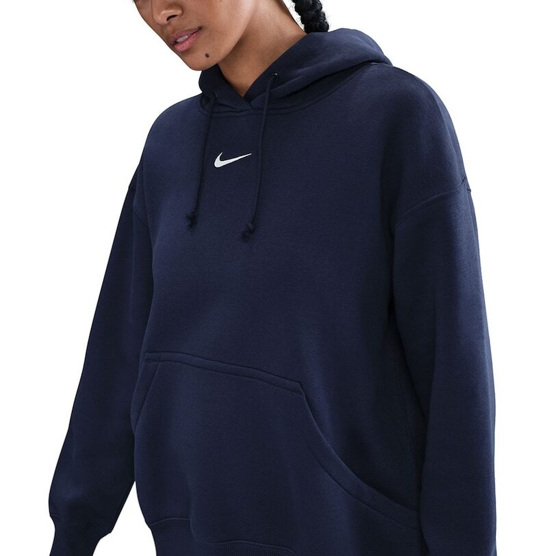 Уголемено худи Phoenix с джоб кенгуру - Бял/Тъмносин Nike