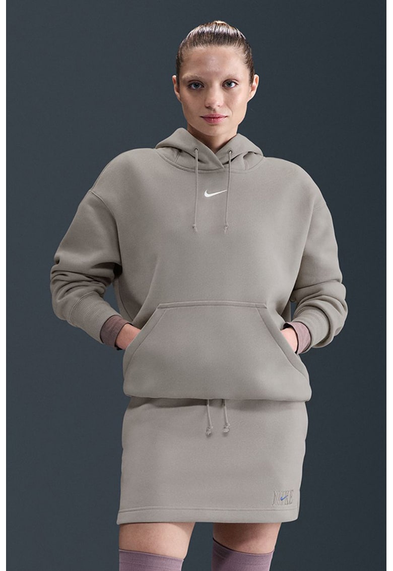 Уголемено худи Phoenix с джоб кенгуру - Сиво-бежов Nike