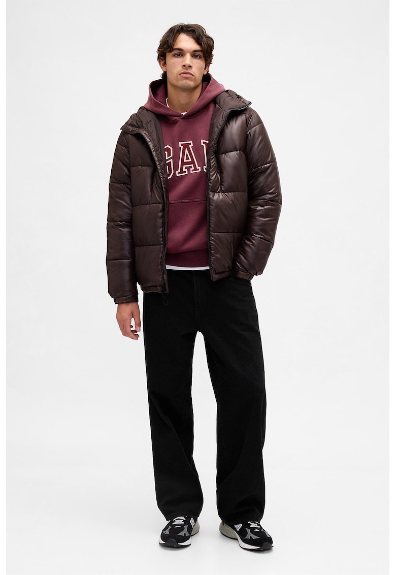 Уголемено худи с джоб кенгуру - Тъмновиолетов GAP