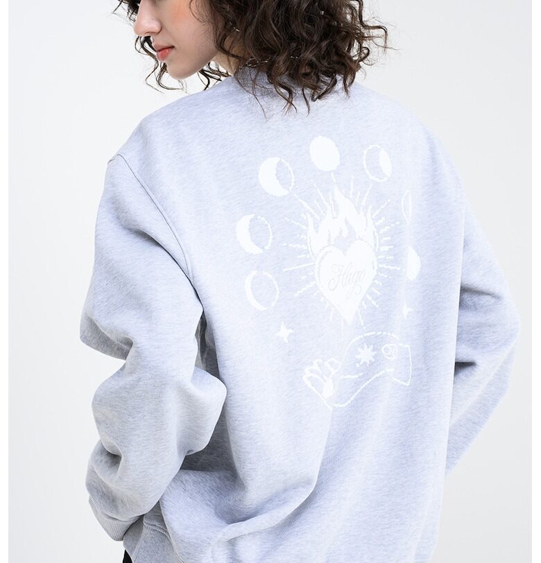 Уголемено худи с принт на гърба - Бял/Светло сив HUGO