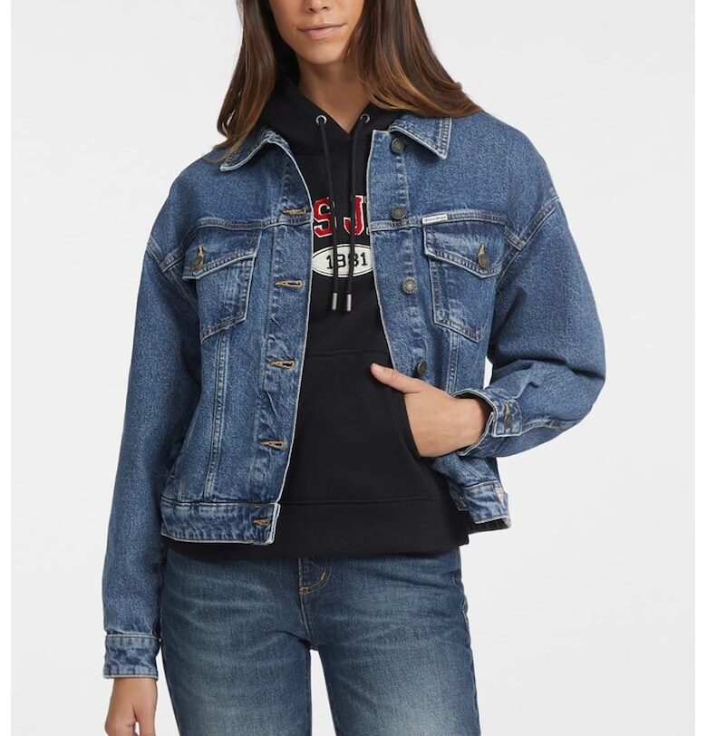 Уголемено яке от деним - Пастелносин GUESS JEANS