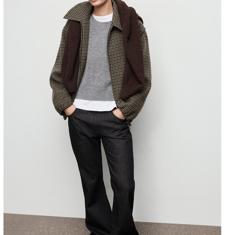 Уголемено яке с каре - Кафяв/Сиво-кафяв/Избеляло черно Mango