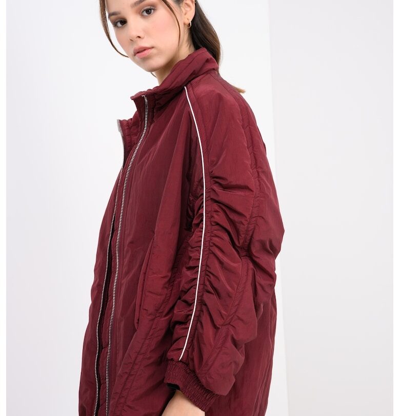 Уголемено яке с контрастни ивици - Бял/Бордо Pinko