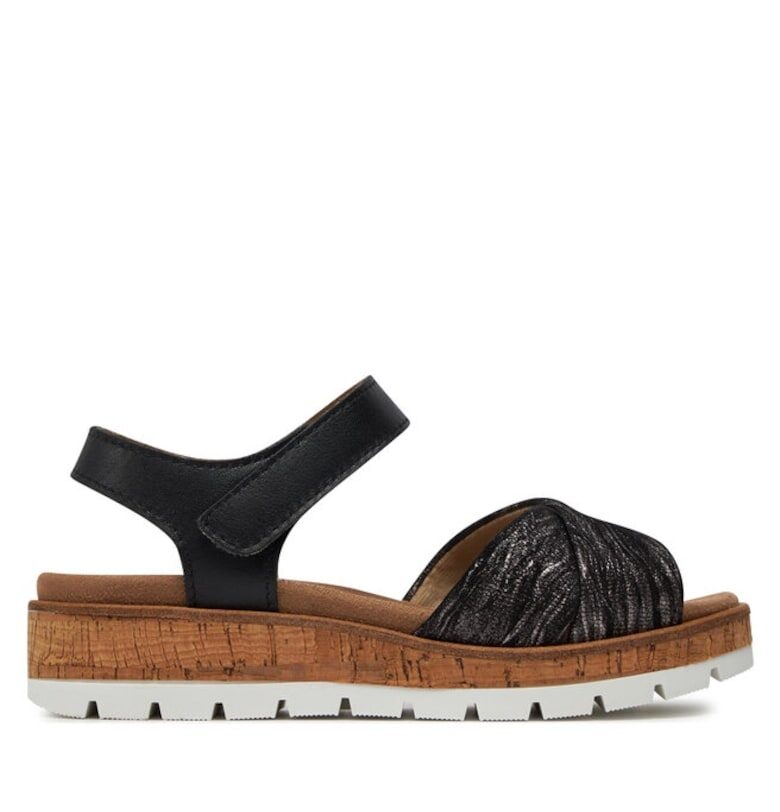 Удобни дамски сандали - 303786526 - Велур - Черен Comfortabel