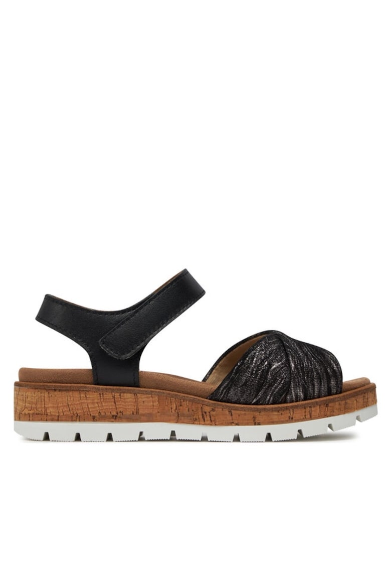 Удобни дамски сандали - 303786526 - Велур - Черен Comfortabel