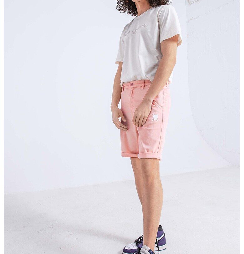 Унисекс бермуди със скосени джобове - Пастелнорозов PORC