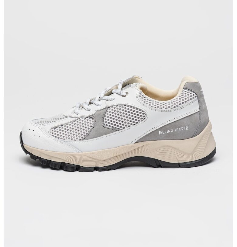 Унисекс мрежести спортни обувки Oryon с кожа - Бял/Сив FILLING PIECES